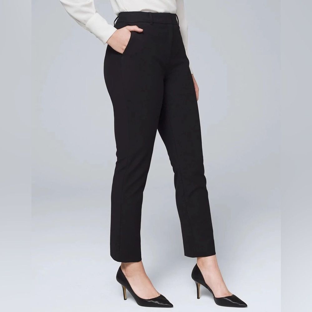 WHITE HOUSE BLACK MARKET Women's 4R Slim Leg Slit Ankle Dress Pants Black Work